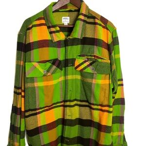 Green and Yellow Plaid Casual Button Down Shirt